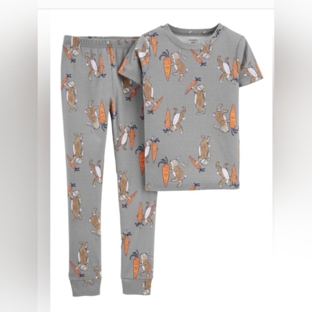Carter's Pajamas - Carter's Gray Easter Bunny Pajamas 2 Piece Set Boys Size 8
